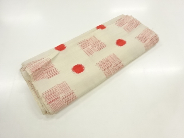 アンティーク　水玉模様織出し銘仙着物洗い張り